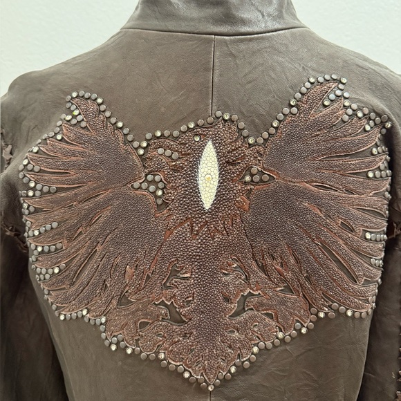 Corral Jackets & Blazers - Ultra Rare NWT Corral Brown Stingray Leather Jacket–Beaded Thunderbird & Studded